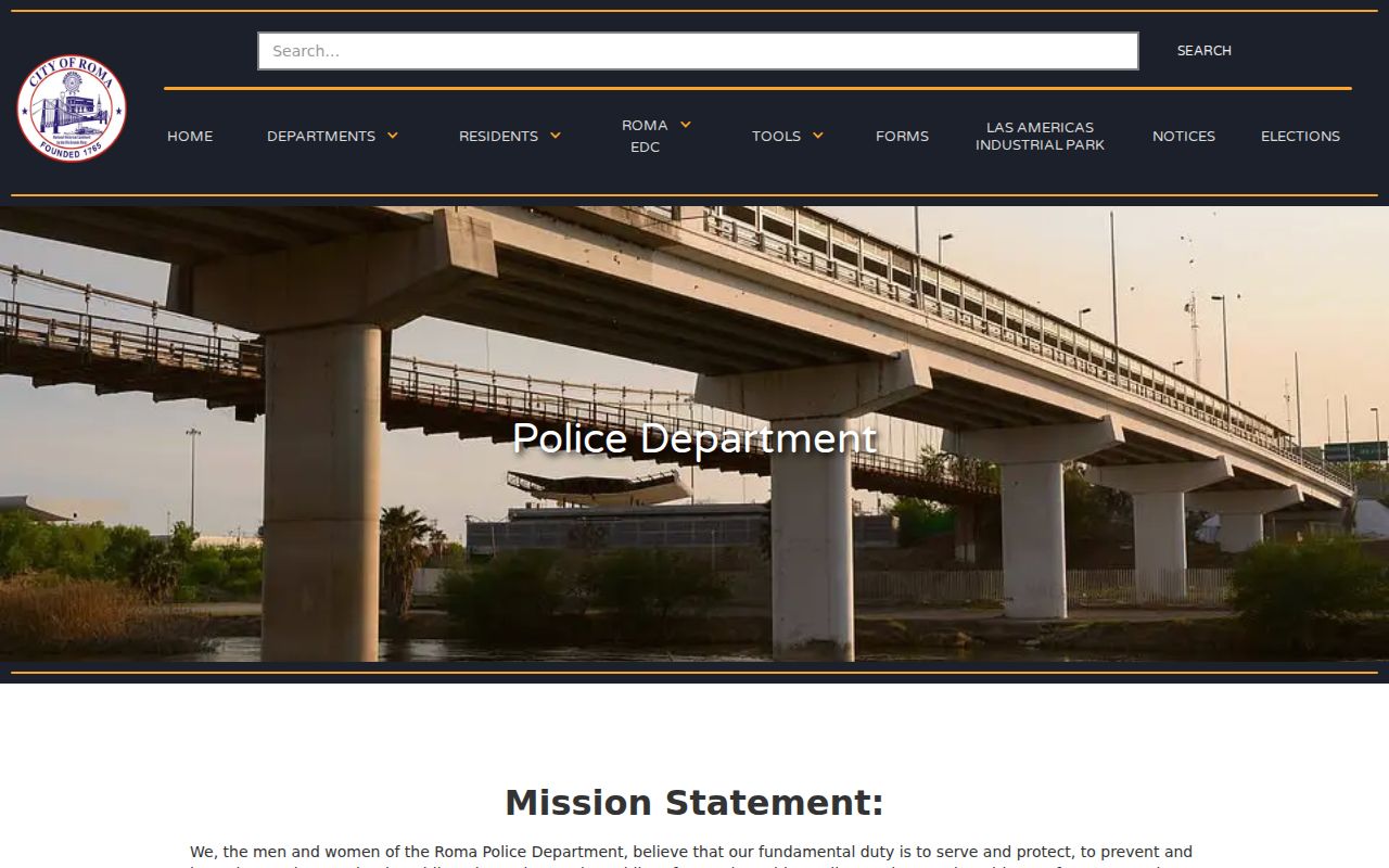 Roma warrant records: Roma Police Department official contact page