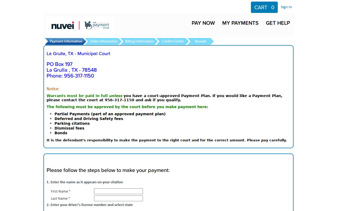 La Grulla warrant records: TrafficPayment ticket and identity fields
