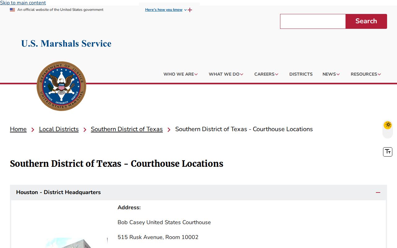 Starr County arrest warrant records: U.S. Marshals Southern District locations