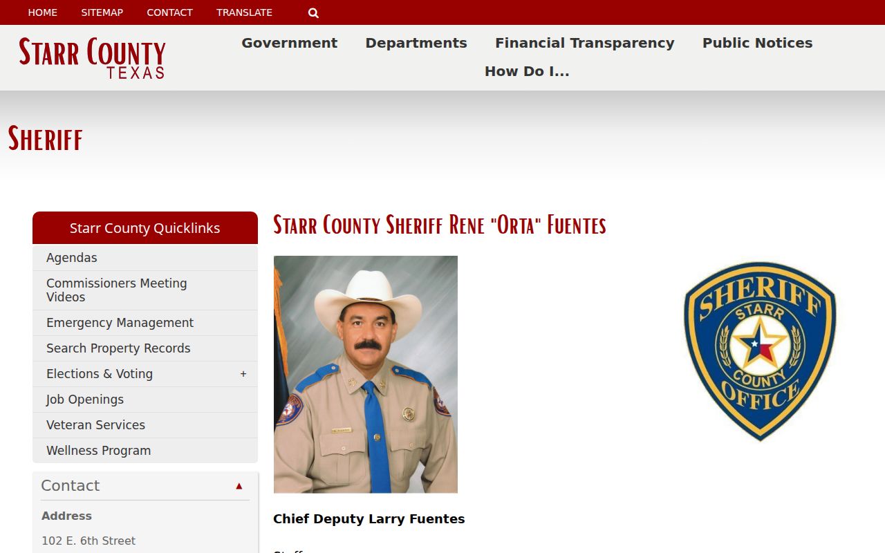 Starr County active warrant search: official Sheriff contact page