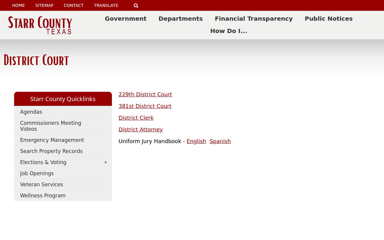 Starr County warrant records: District Court and clerk routing